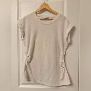 Club Monaco Cream Ruched Short Sleeve Top